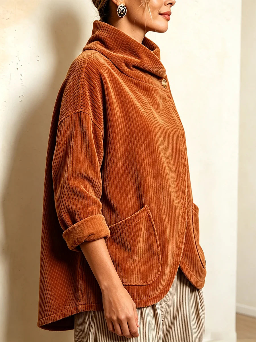 🎁New Arrivals 🔥Asymmetric Button-Wrap Corduroy Top