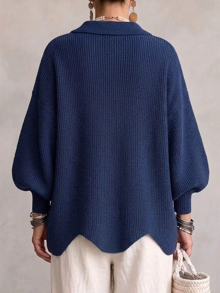 CLEARANCE SALE🔥 Oversized Collared Cardigan, Corduroy Knit With Large Metal Buttons