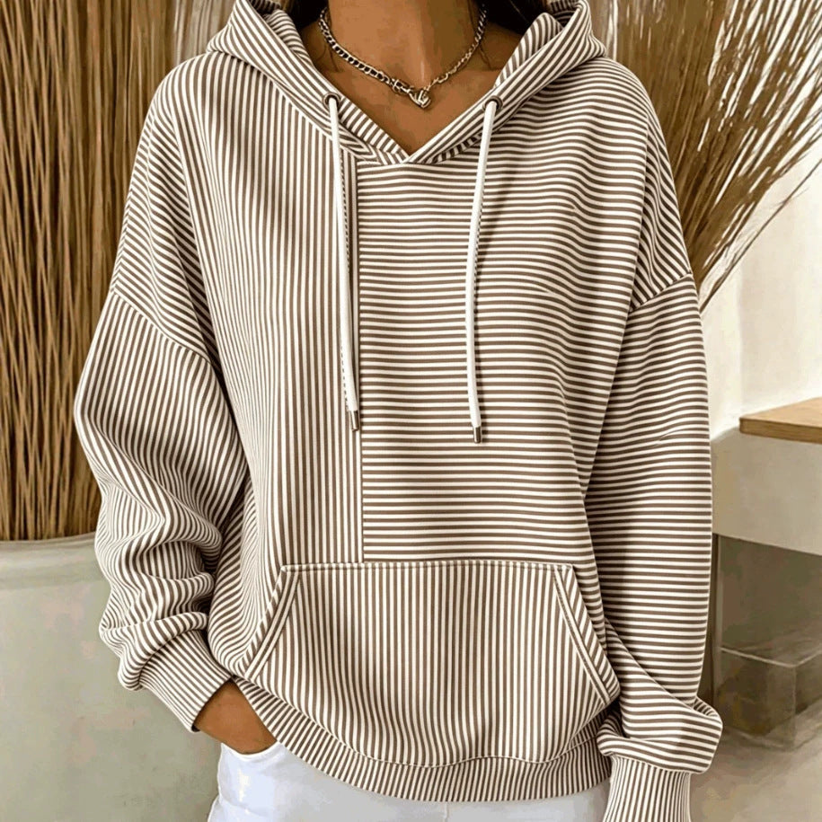 New Arrivals🔥Women Striped Long Sleeve Casual Daily Spring/Fall Hoodie