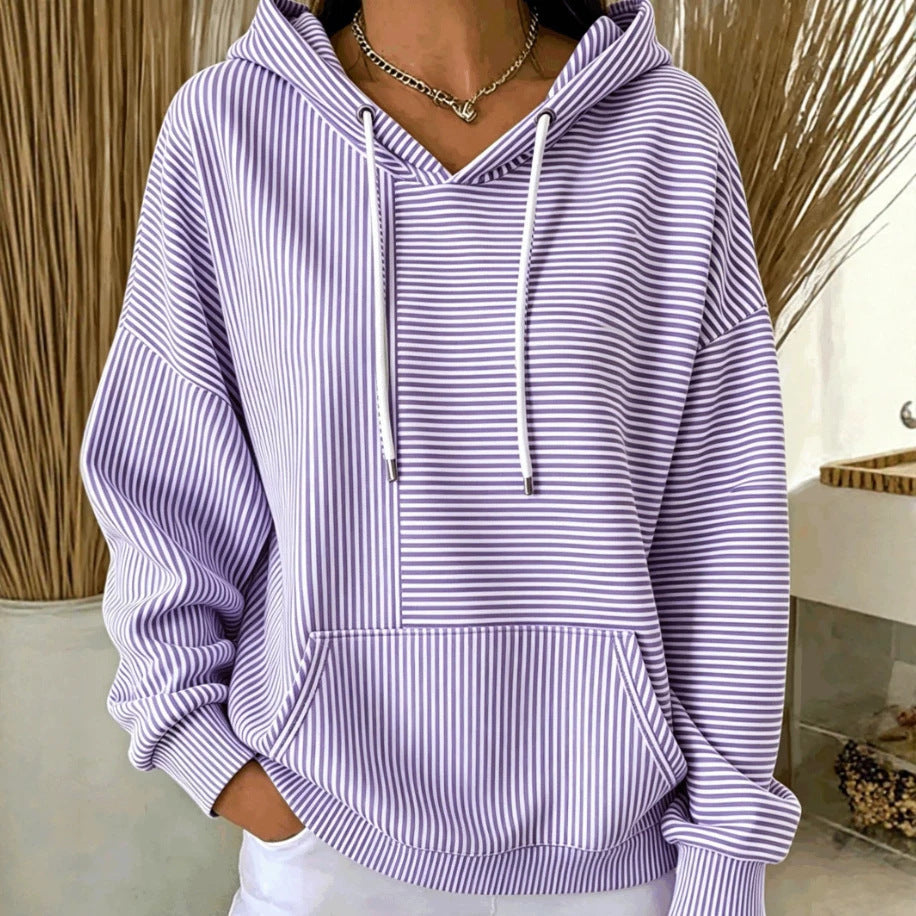 New Arrivals🔥Women Striped Long Sleeve Casual Daily Spring/Fall Hoodie