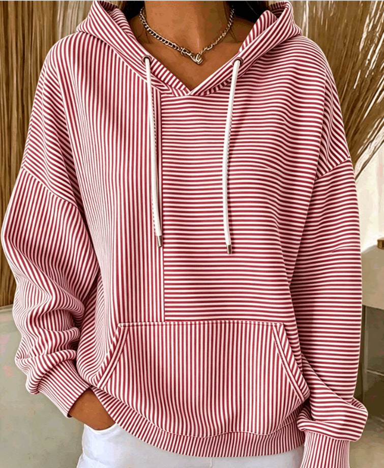 New Arrivals🔥Women Striped Long Sleeve Casual Daily Spring/Fall Hoodie