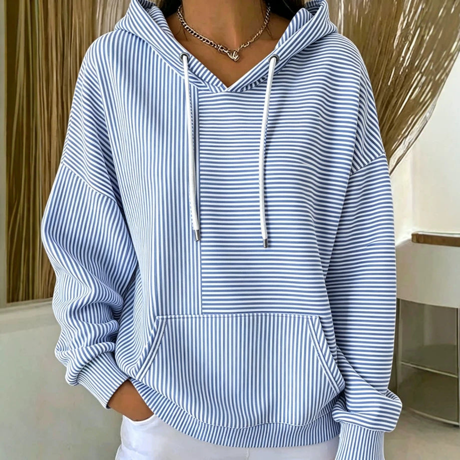 New Arrivals🔥Women Striped Long Sleeve Casual Daily Spring/Fall Hoodie