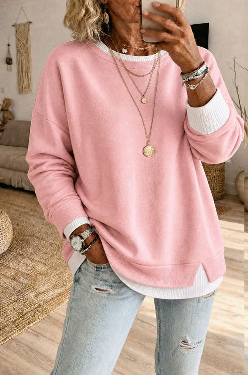 Women's Fake Two Piece Layered Sweatshirt
