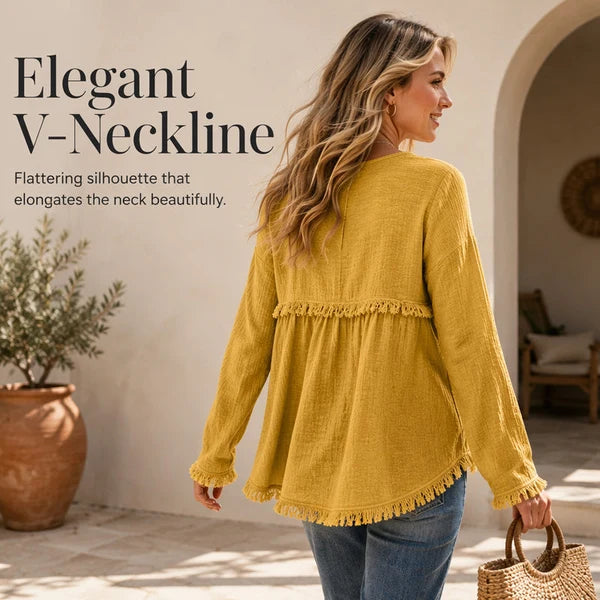 🎁New Arrivals 🔥Women’s Boho V Neck Long Sleeve Fringe Top